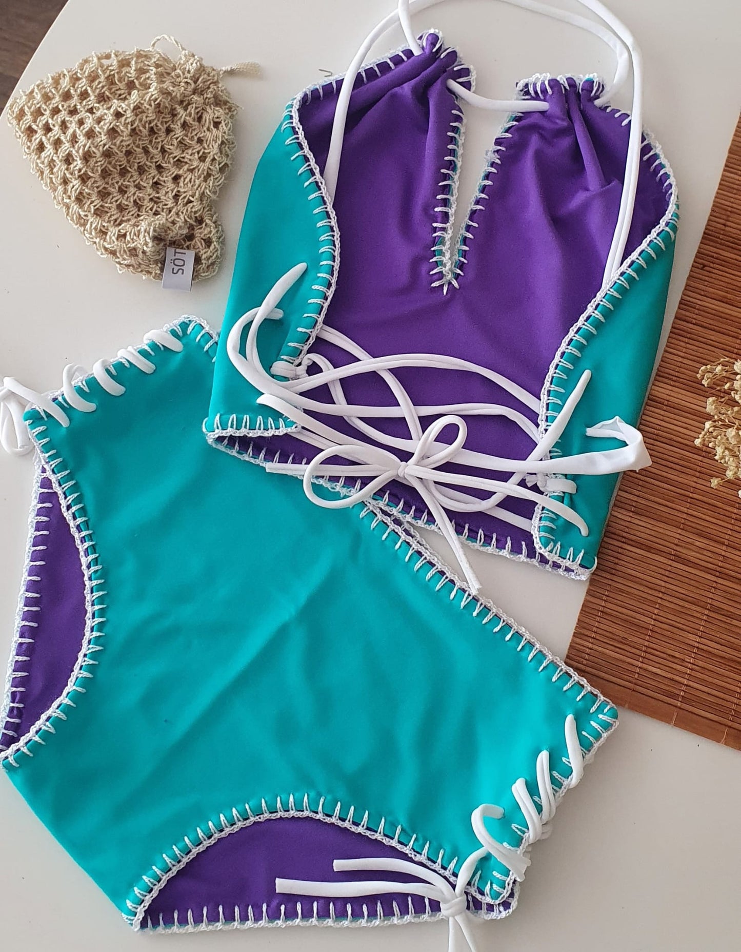 Bikini niña morado & azul celeste